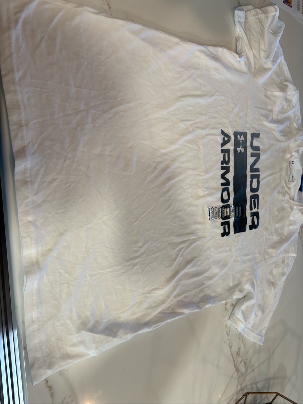 Under Armour White Short Sleeve Tee with Black Logo